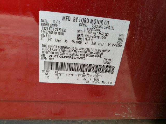 Photo 12 VIN: 2FMTK4J9XFBC15870 - FORD EDGE SEL 