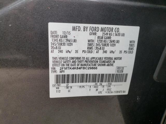 Photo 9 VIN: 2FMTK4K84FBC29866 - FORD EDGE TITAN 