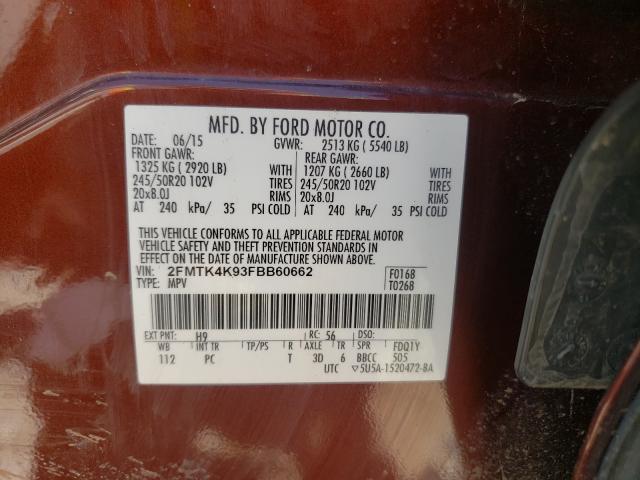 Photo 9 VIN: 2FMTK4K93FBB60662 - FORD EDGE TITAN 