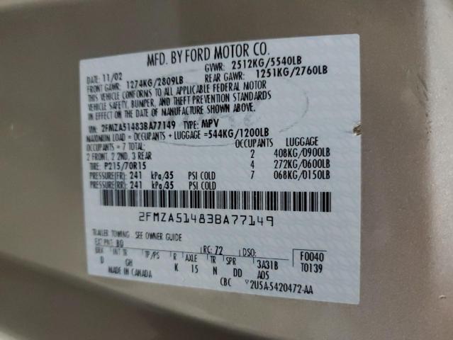 Photo 12 VIN: 2FMZA51483BA77149 - FORD WINDSTAR 