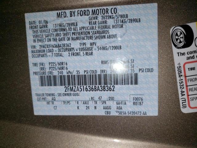 Photo 12 VIN: 2FMZA51636BA38362 - FORD FREESTAR S 