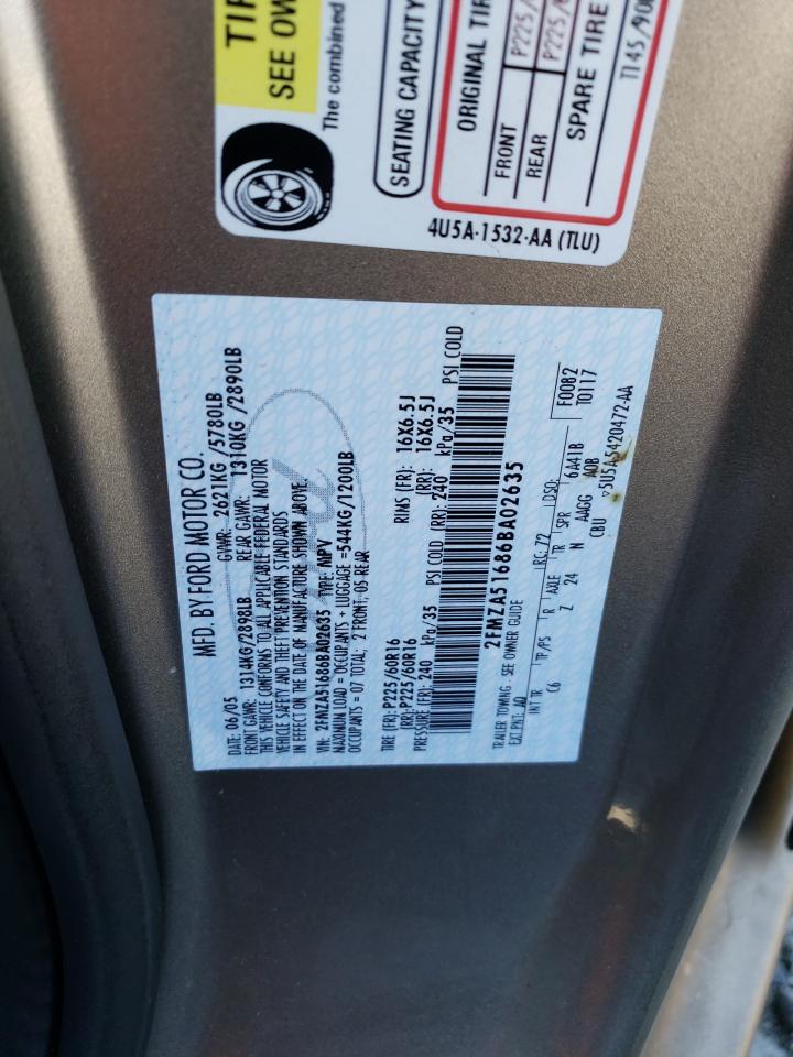 Photo 12 VIN: 2FMZA51686BA02635 - FORD FREESTAR 