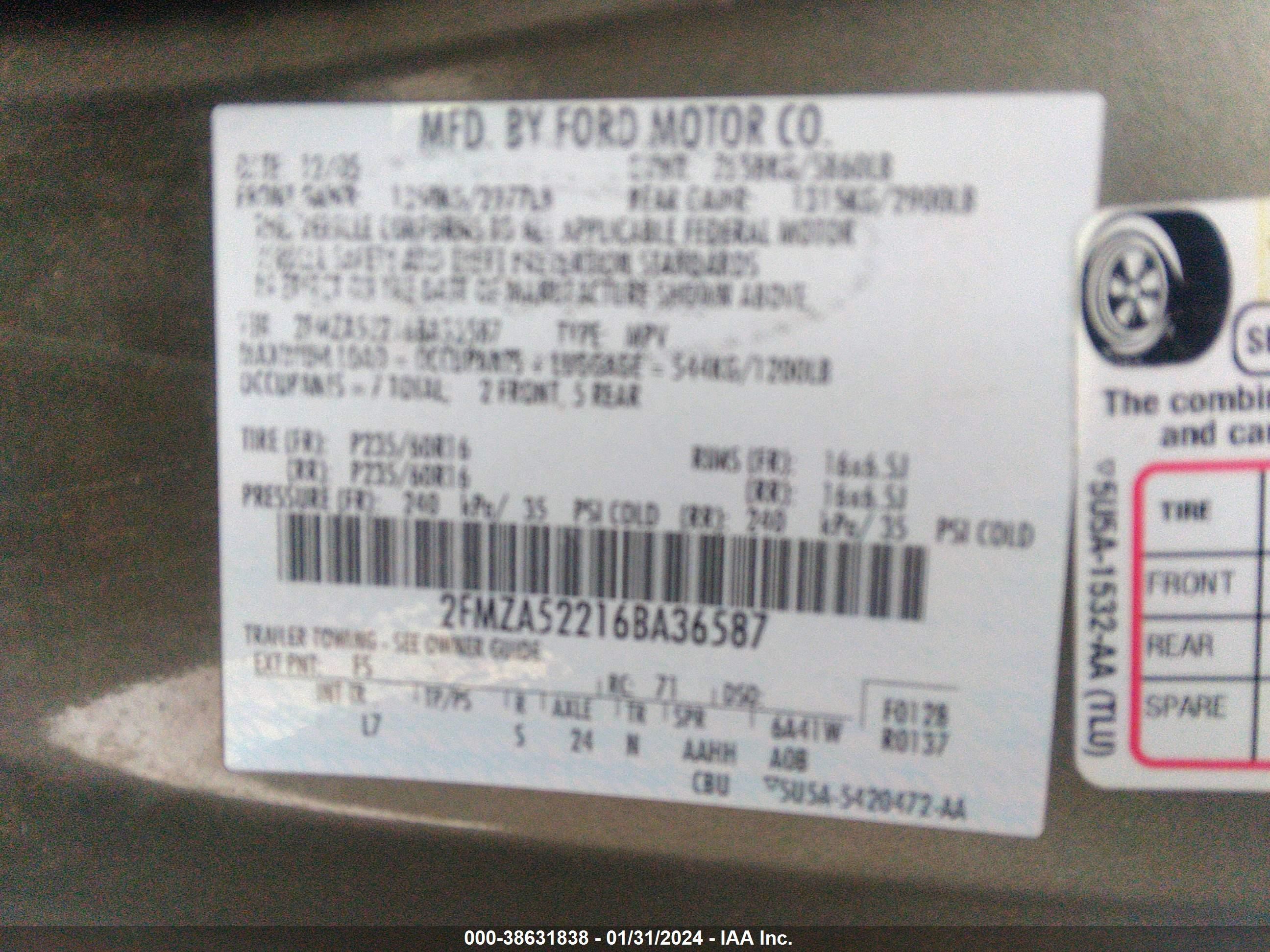 Photo 8 VIN: 2FMZA52216BA36587 - FORD FREESTAR 