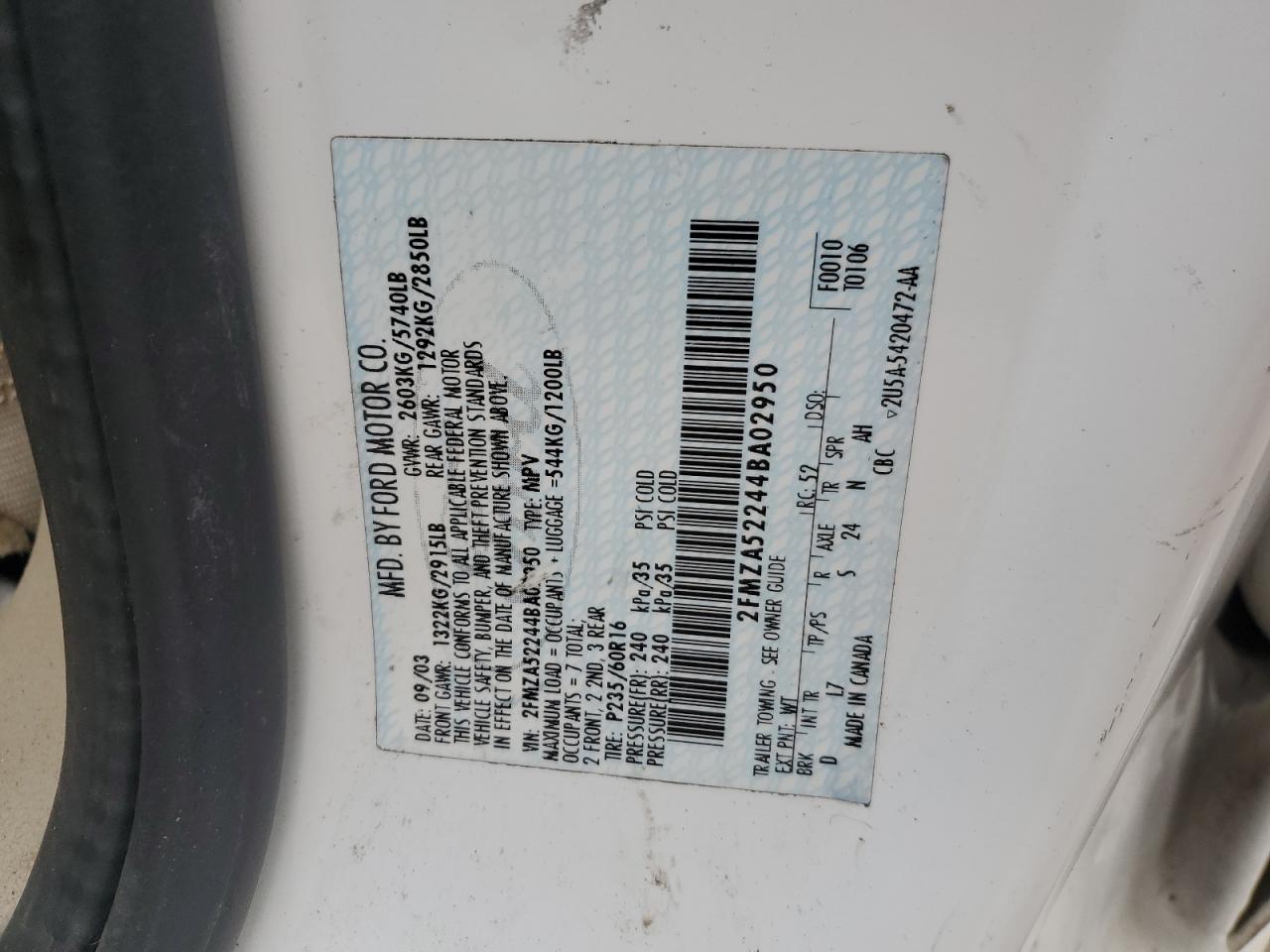 Photo 13 VIN: 2FMZA52244BA02950 - FORD FREESTAR 