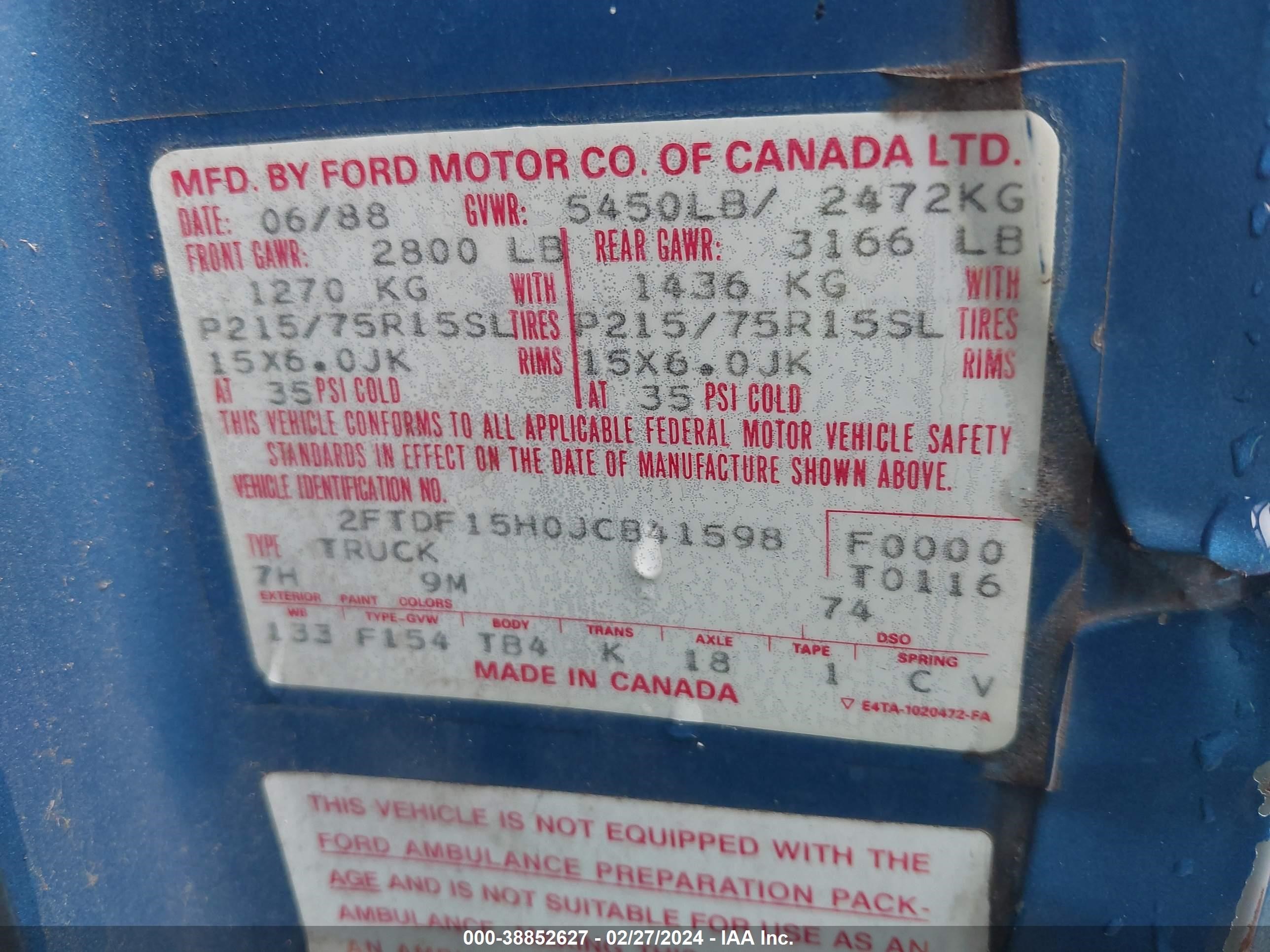 Photo 8 VIN: 2FTDF15H0JCB41598 - FORD F-150 