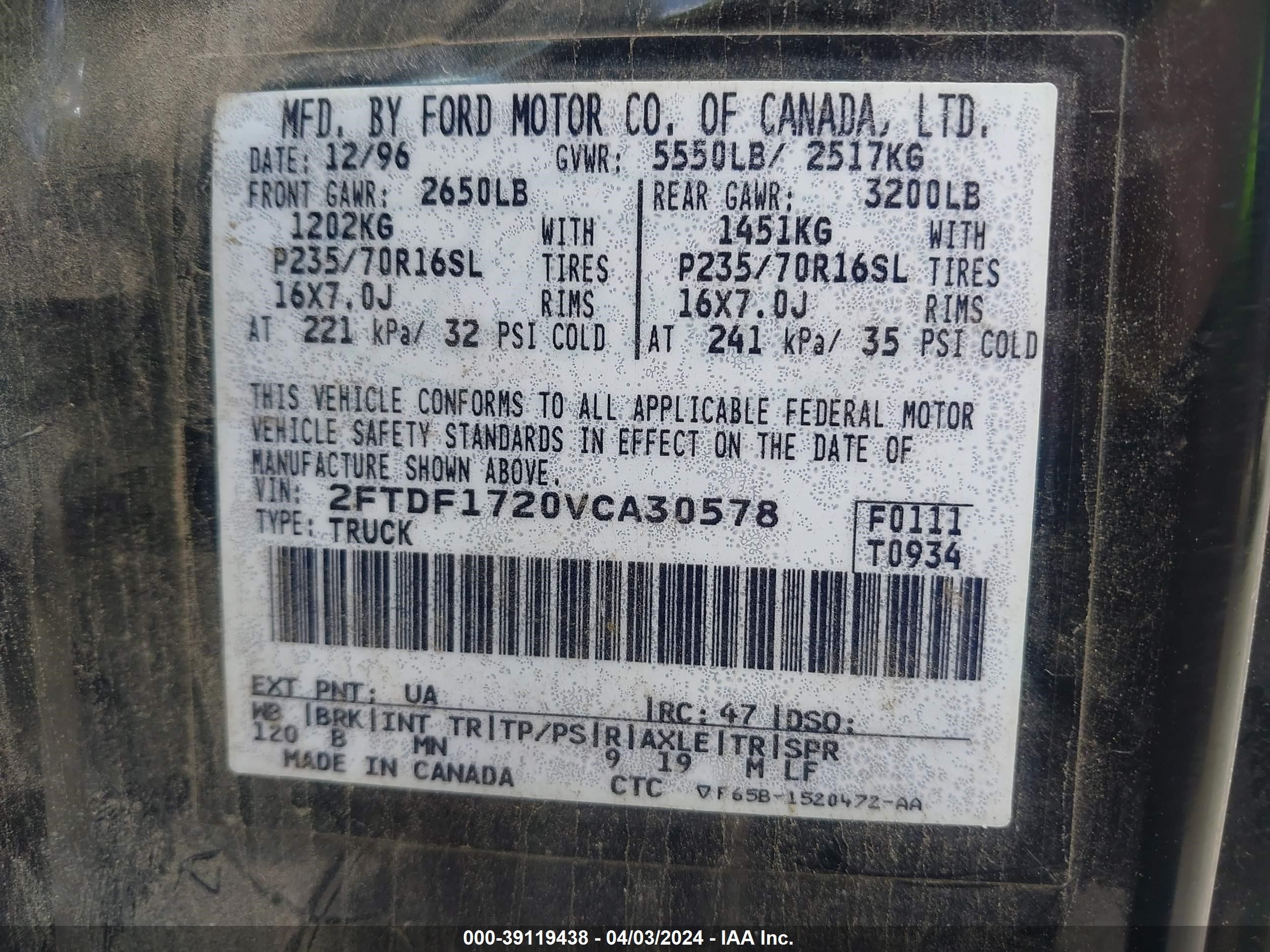 Photo 8 VIN: 2FTDF1720VCA30578 - FORD F-150 