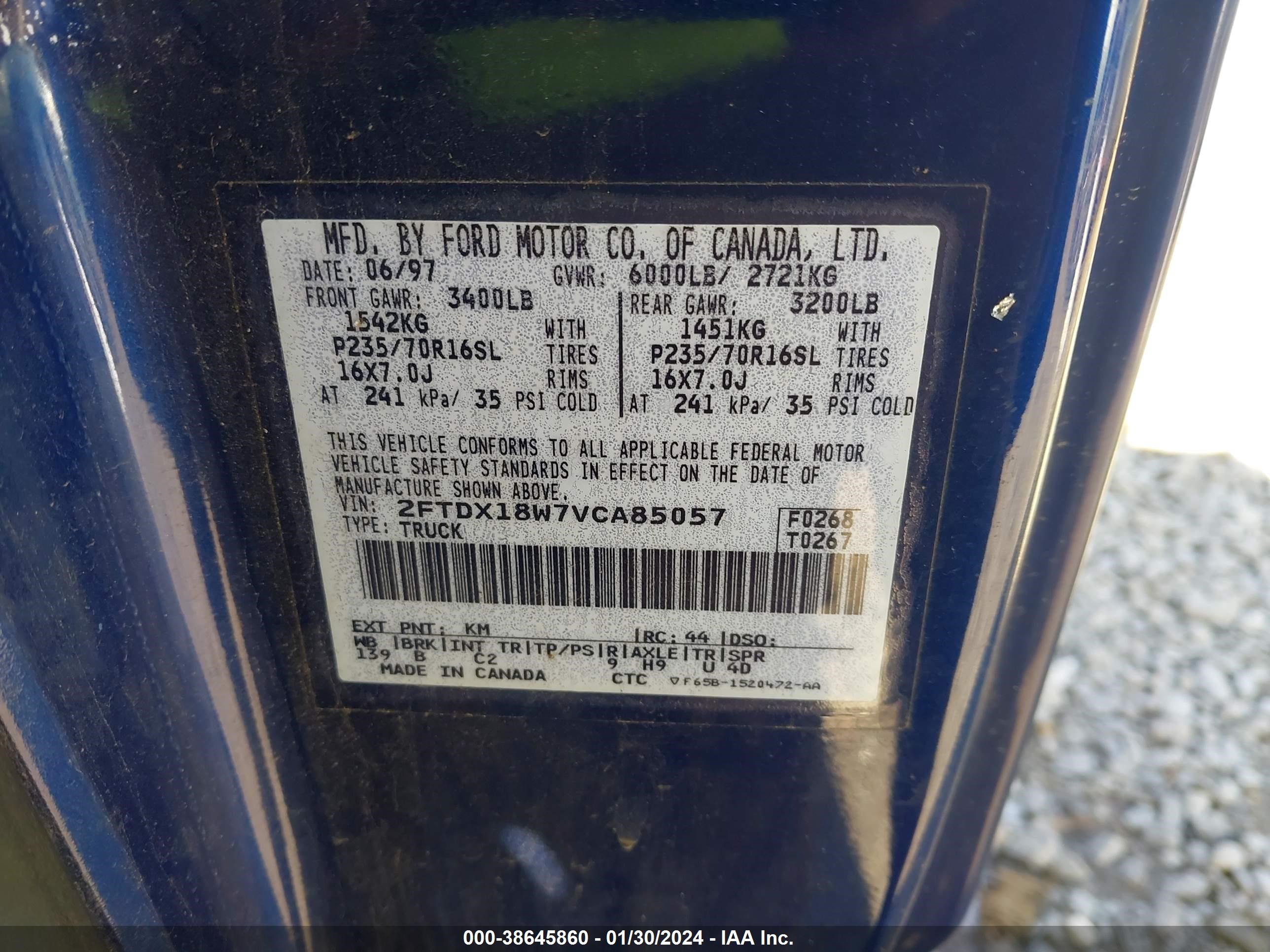 Photo 8 VIN: 2FTDX18W7VCA85057 - FORD F-150 