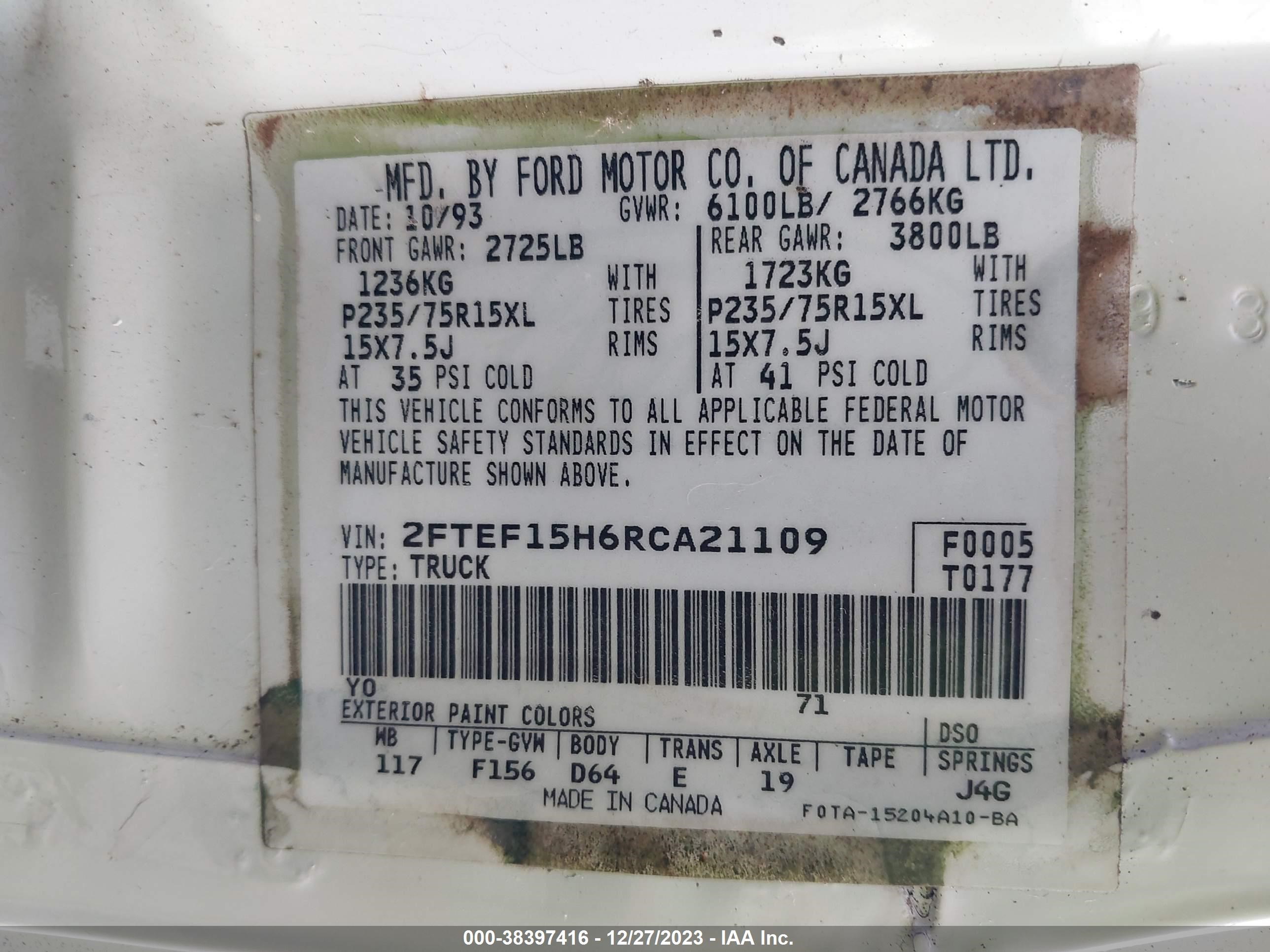 Photo 8 VIN: 2FTEF15H6RCA21109 - FORD F-150 