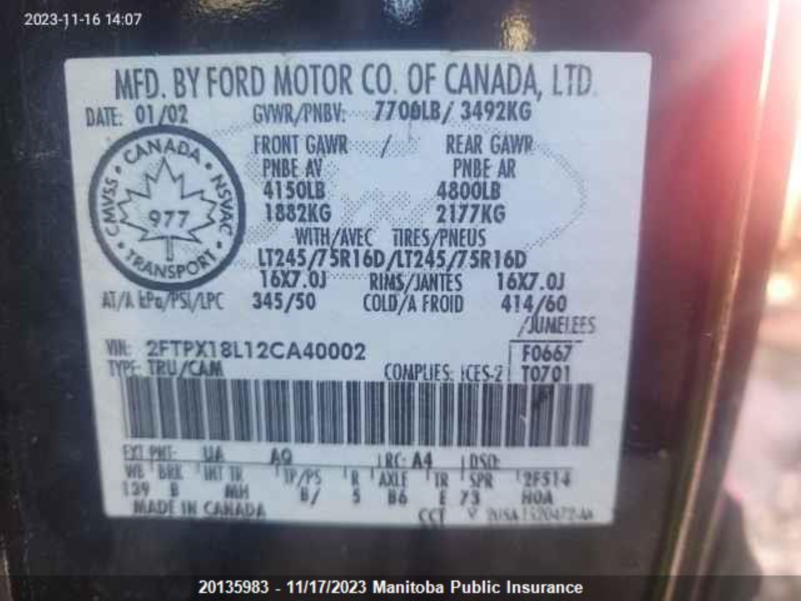 Photo 8 VIN: 2FTPX18L12CA40002 - FORD NULL 