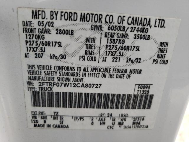 Photo 11 VIN: 2FTRF07W12CA80727 - FORD ALL OTHER 