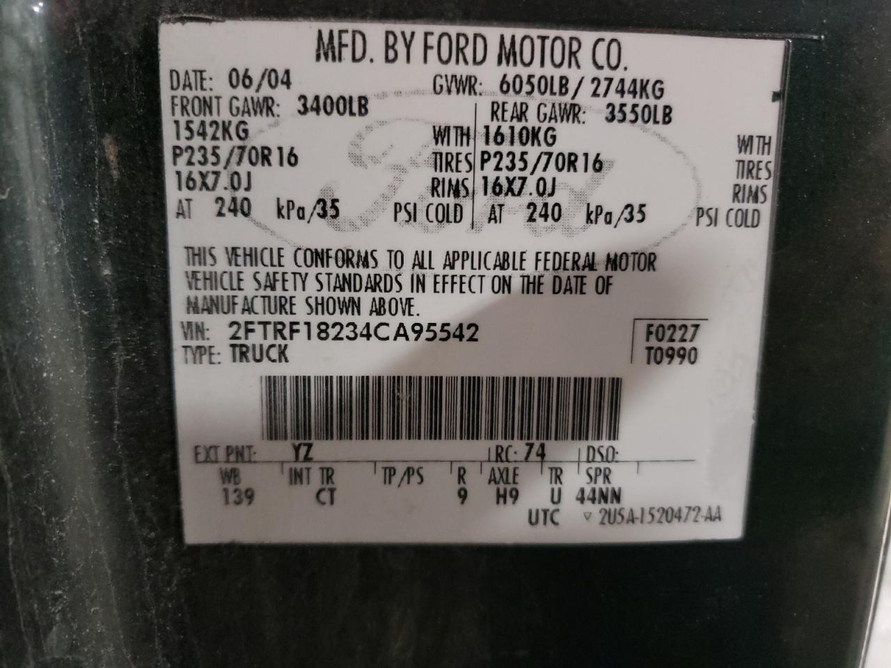 Photo 11 VIN: 2FTRF18234CA95542 - FORD F-150 