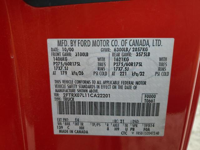 Photo 11 VIN: 2FTRX07L11CA22201 - FORD F150 