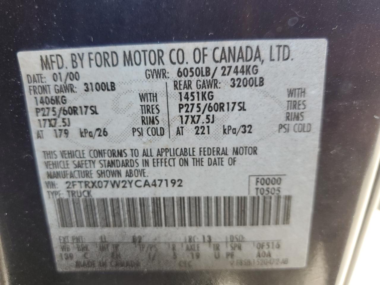 Photo 11 VIN: 2FTRX07W2YCA47192 - FORD F-150 