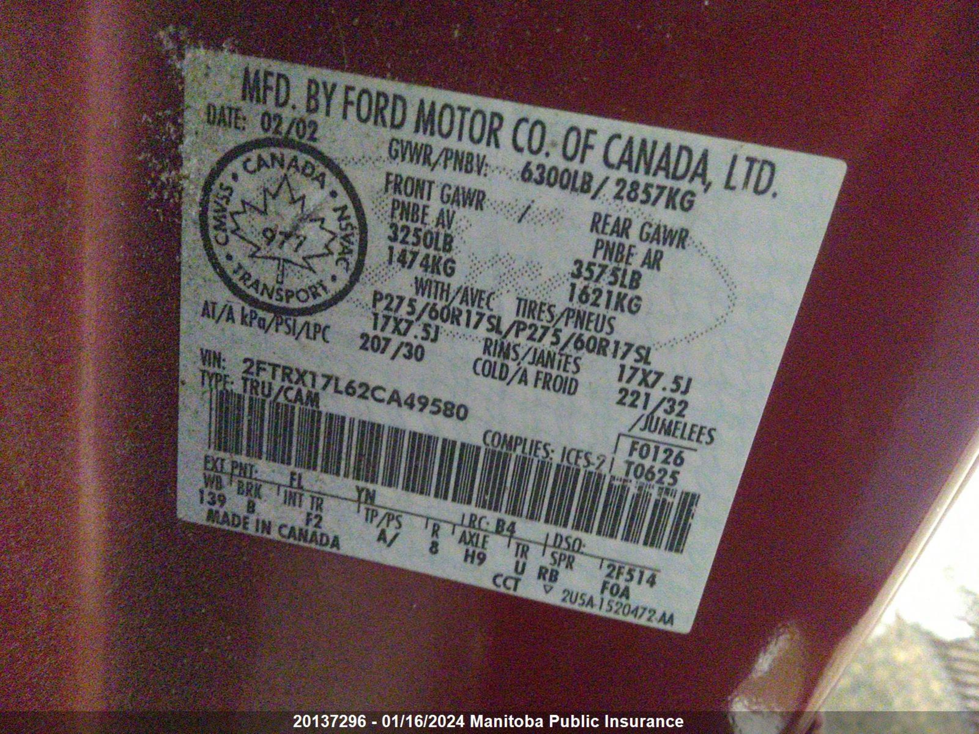 Photo 8 VIN: 2FTRX17L62CA49580 - FORD ALL 