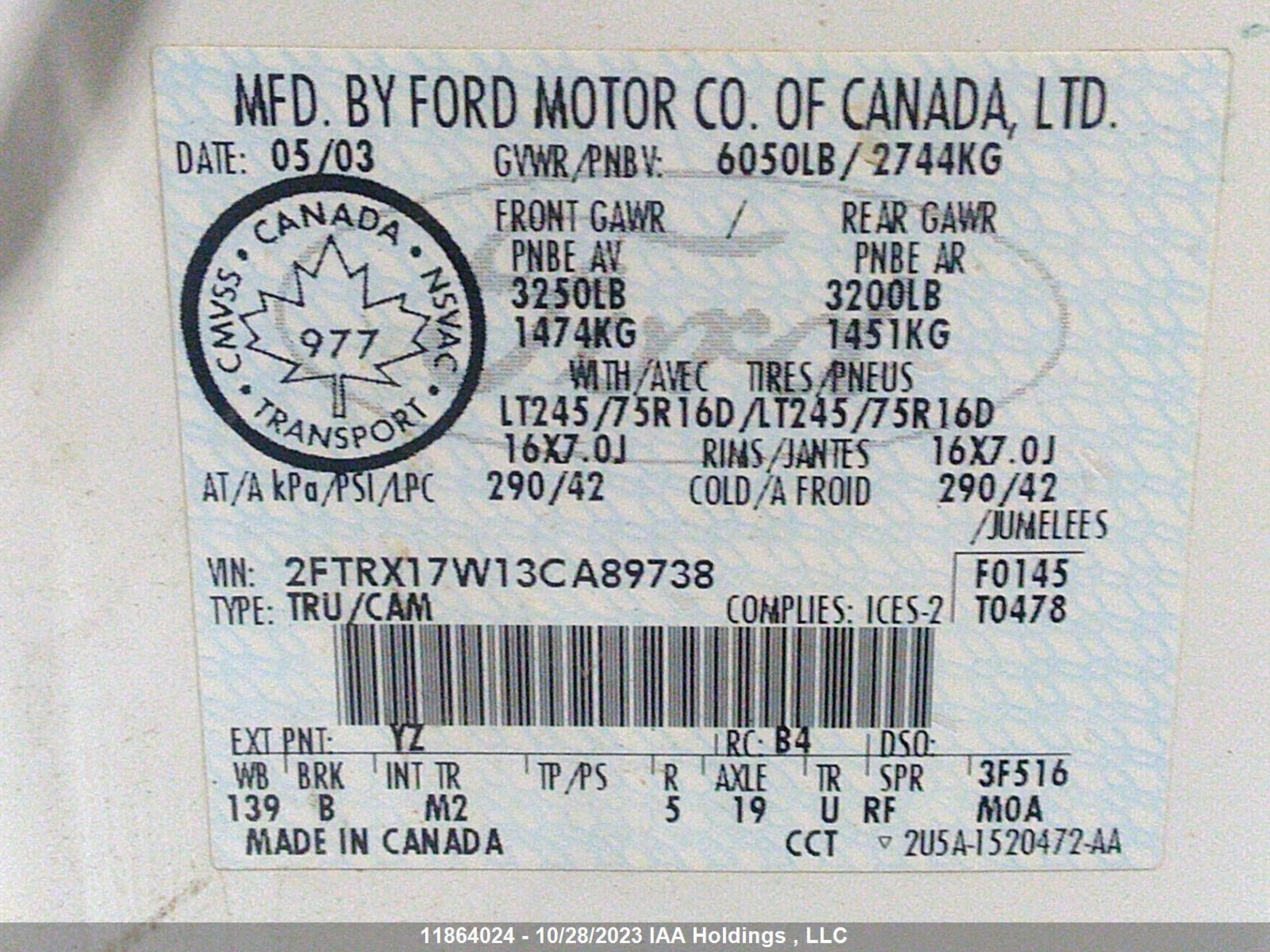 Photo 8 VIN: 2FTRX17W13CA89738 - FORD F-150 