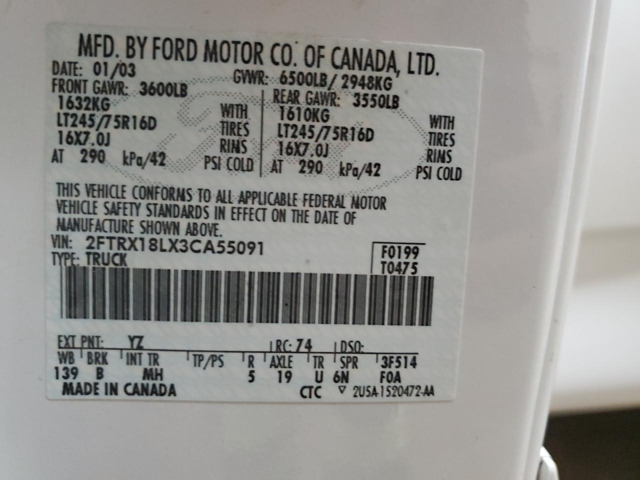 Photo 12 VIN: 2FTRX18LX3CA55091 - FORD F-150 