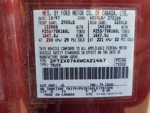 Photo 11 VIN: 2FTZX076XWCA21467 - FORD F150 