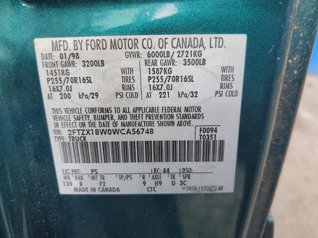 Photo 11 VIN: 2FTZX18W0WCA56748 - FORD F150 