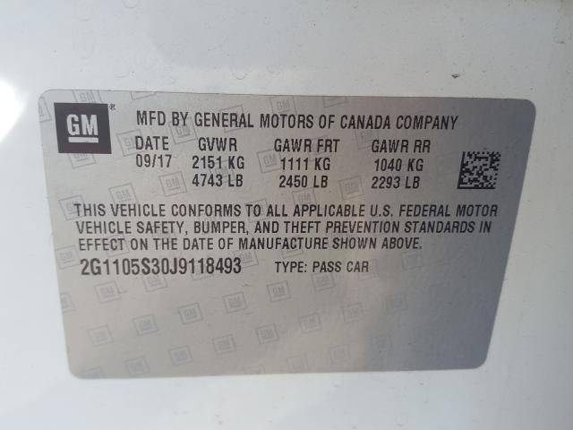 Photo 9 VIN: 2G1105S30J9118493 - CHEVROLET IMPALA LT 