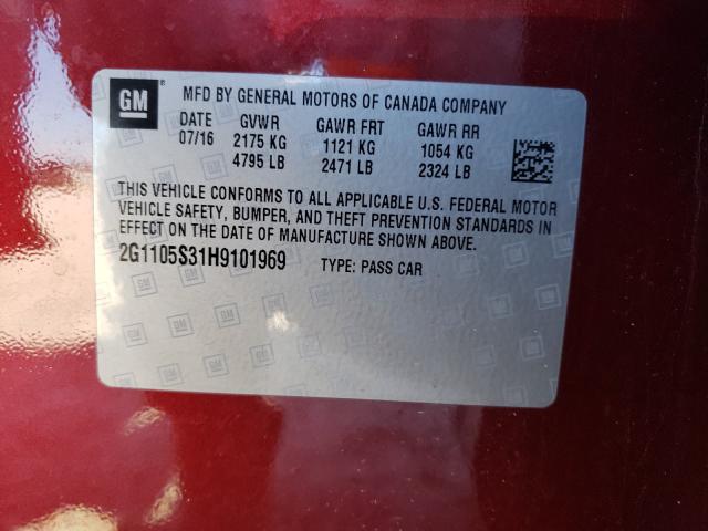 Photo 9 VIN: 2G1105S31H9101969 - CHEVROLET IMPALA LT 