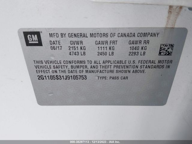 Photo 8 VIN: 2G1105S31J9105753 - CHEVROLET IMPALA 