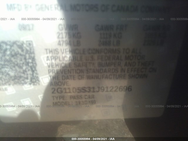 Photo 8 VIN: 2G1105S31J9122696 - CHEVROLET IMPALA 