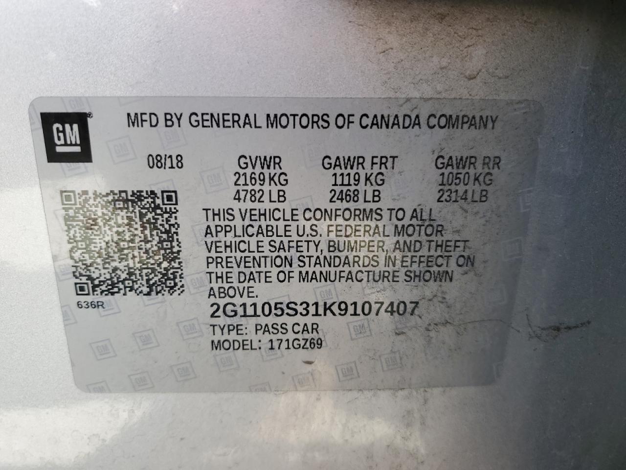 Photo 11 VIN: 2G1105S31K9107407 - CHEVROLET IMPALA 