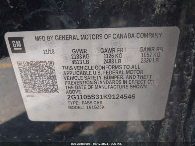 Photo 8 VIN: 2G1105S31K9124546 - CHEVROLET IMPALA 