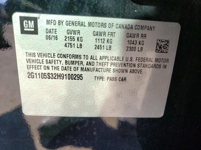 Photo 9 VIN: 2G1105S32H9100295 - CHEVROLET IMPALA LT 