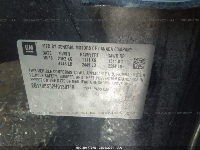 Photo 8 VIN: 2G1105S32H9130719 - CHEVROLET IMPALA 