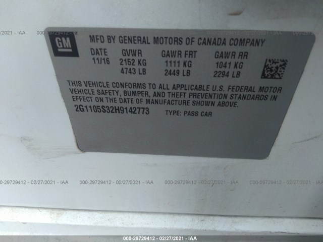 Photo 8 VIN: 2G1105S32H9142773 - CHEVROLET IMPALA 