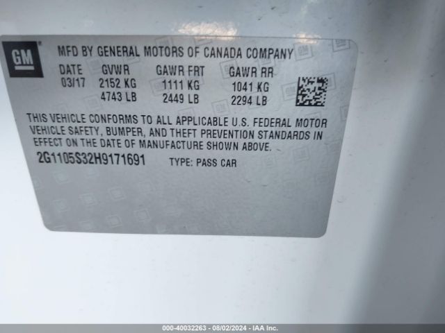 Photo 8 VIN: 2G1105S32H9171691 - CHEVROLET IMPALA 