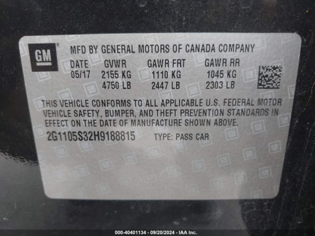 Photo 8 VIN: 2G1105S32H9188815 - CHEVROLET IMPALA 