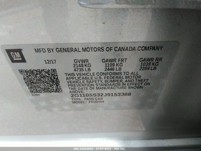 Photo 8 VIN: 2G1105S32J9153388 - CHEVROLET IMPALA 