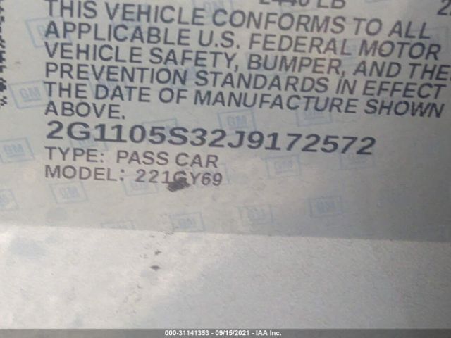 Photo 8 VIN: 2G1105S32J9172572 - CHEVROLET IMPALA 