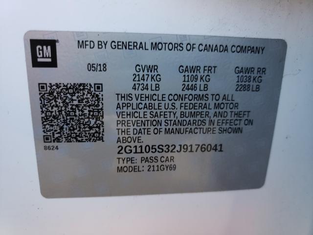 Photo 9 VIN: 2G1105S32J9176041 - CHEVROLET IMPALA LT 