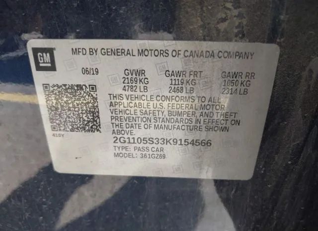 Photo 8 VIN: 2G1105S33K9154566 - CHEVROLET IMPALA 