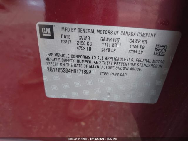 Photo 8 VIN: 2G1105S34H9171899 - CHEVROLET IMPALA 