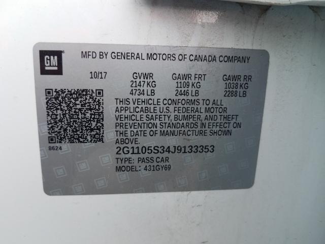 Photo 9 VIN: 2G1105S34J9133353 - CHEVROLET IMPALA LT 