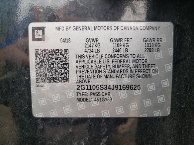 Photo 9 VIN: 2G1105S34J9169625 - CHEVROLET IMPALA LT 