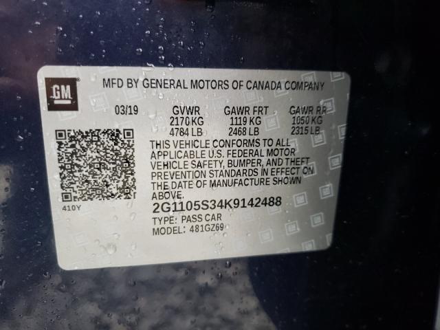 Photo 9 VIN: 2G1105S34K9142488 - CHEVROLET IMPALA PRE 