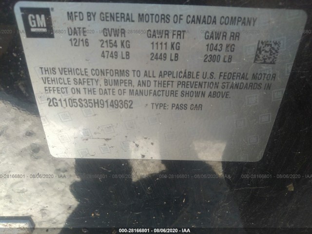 Photo 8 VIN: 2G1105S35H9149362 - CHEVROLET IMPALA 