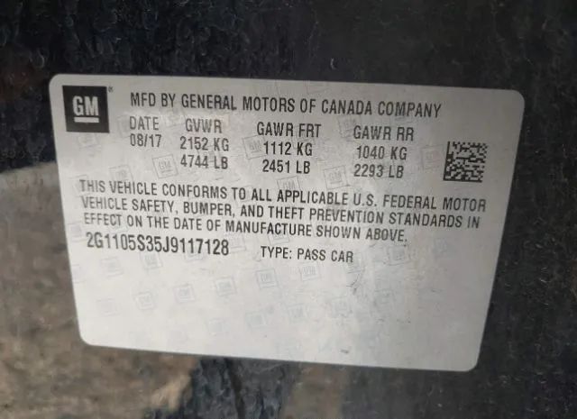 Photo 8 VIN: 2G1105S35J9117128 - CHEVROLET IMPALA 