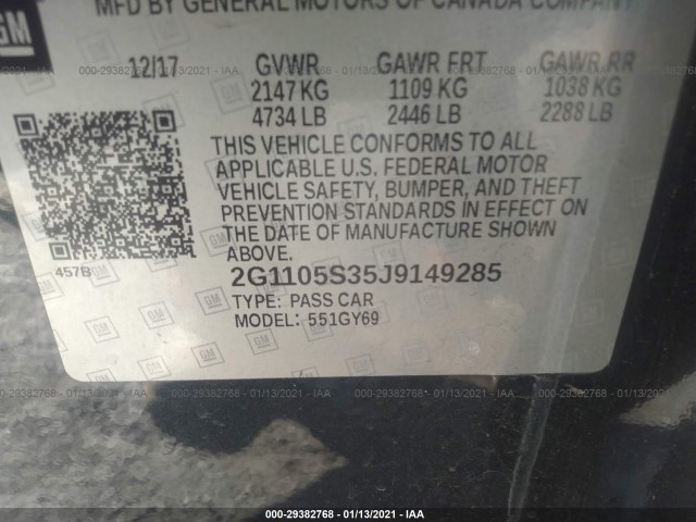 Photo 8 VIN: 2G1105S35J9149285 - CHEVROLET IMPALA 