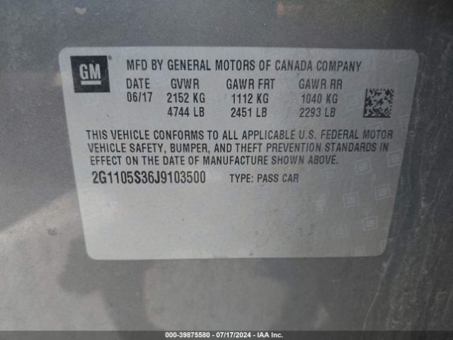 Photo 8 VIN: 2G1105S36J9103500 - CHEVROLET IMPALA 