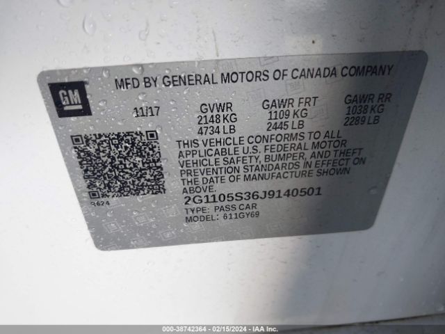 Photo 8 VIN: 2G1105S36J9140501 - CHEVROLET IMPALA 