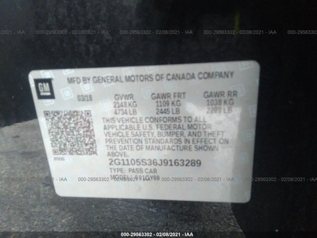 Photo 8 VIN: 2G1105S36J9163289 - CHEVROLET IMPALA 