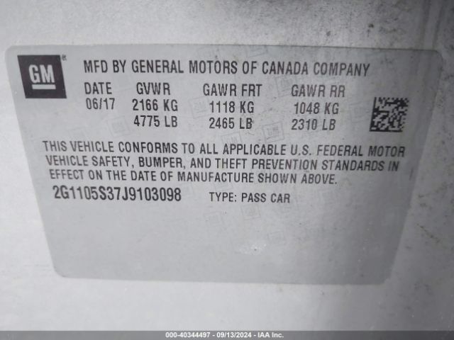 Photo 8 VIN: 2G1105S37J9103098 - CHEVROLET IMPALA 