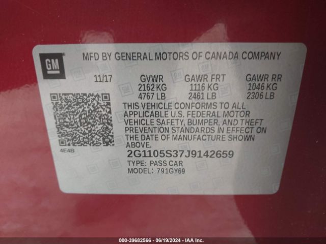 Photo 8 VIN: 2G1105S37J9142659 - CHEVROLET IMPALA 