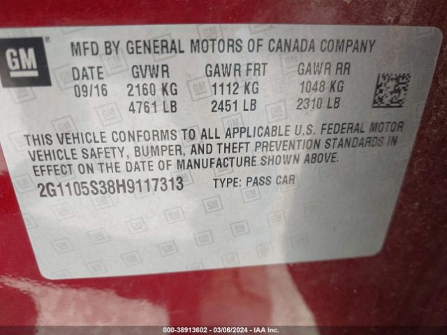 Photo 8 VIN: 2G1105S38H9117313 - CHEVROLET IMPALA 